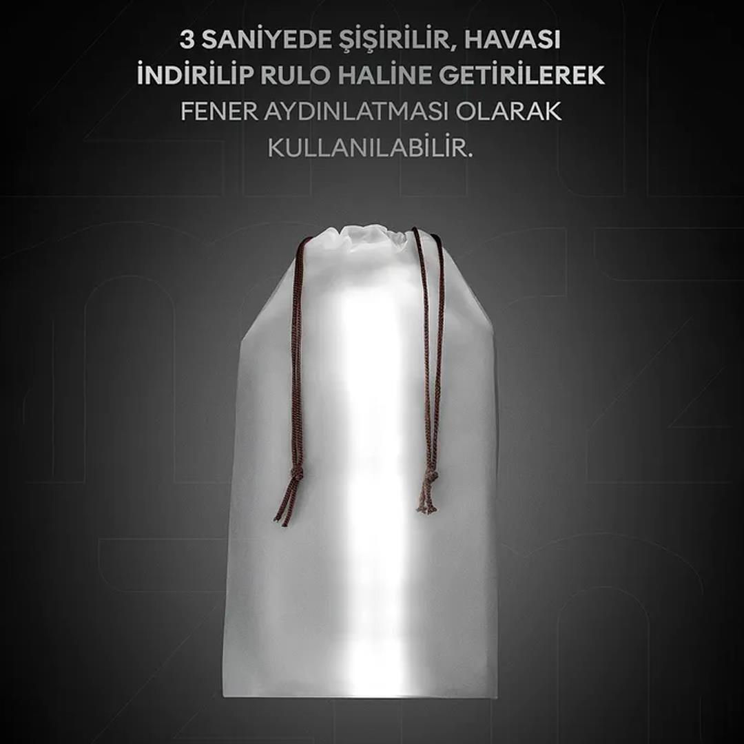 ZMR ZMR-385 Katlanır Şişirilebilir Beyaz Ledli Aydınlatma Tüpü USB Ve Güneş Enerjisi Şarjlı Armatür