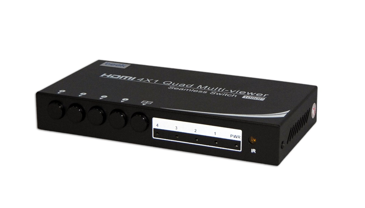 Beek 4 Port HDMI Switch, 4 giriş - 1 çıkış, 5 farklı görüntü seçeneği sunar, uzaktan kumandalı<br>
Beek HDMI Multi-screen Viewer 4 x 1