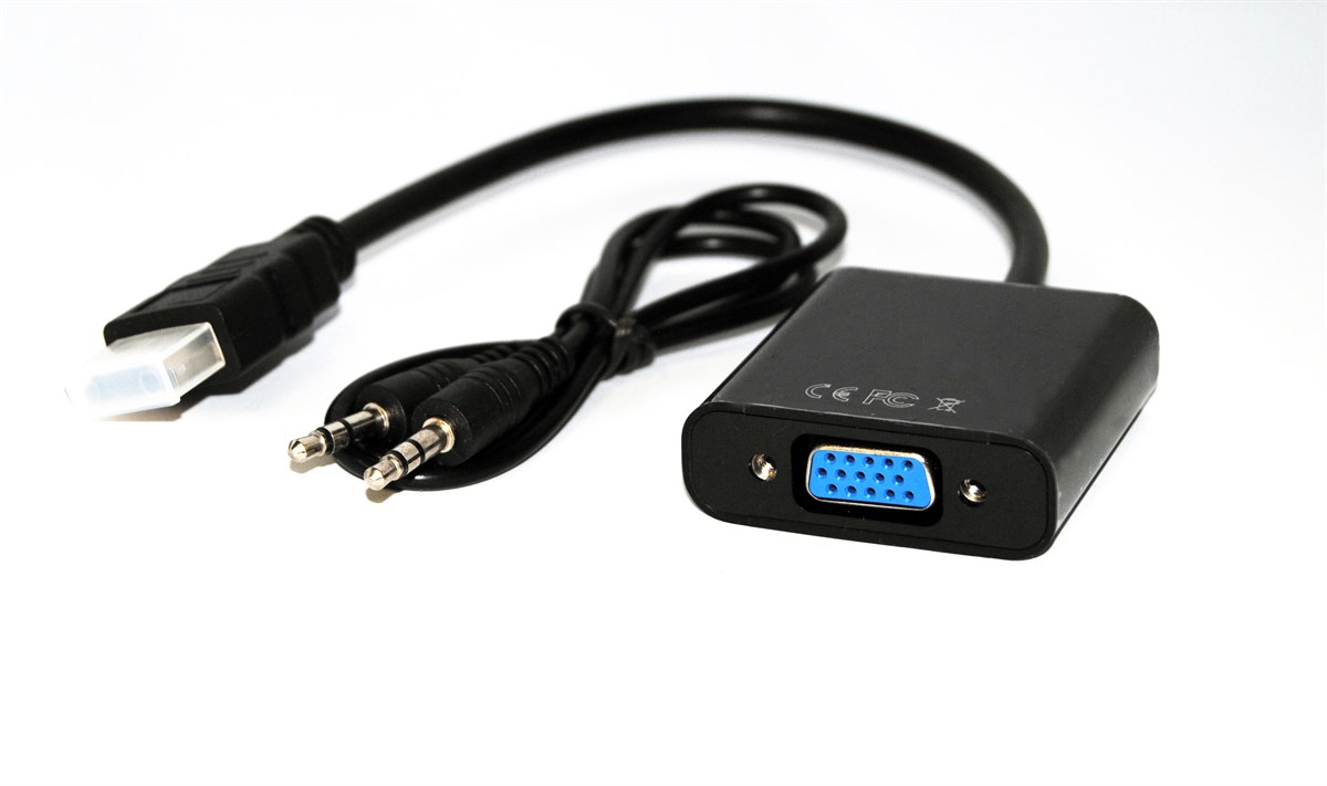 Beek HDMI <-> VGA Çevirici Adaptör, Giriş: HDMI A erkek, 3,5mm audio dişi, Çıkış: VGA dişi,  siyah renk