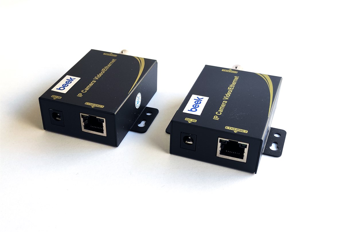 Beek IP <-> Coax Sinyal Uzatma Cihazı, RJ45 <-> RG59/SYV 75-5, Coax Kablo Maksimum 2000 metre, Alıcı & Verici Dahil<br>
Beek CCTV Camera Coaxial Extender