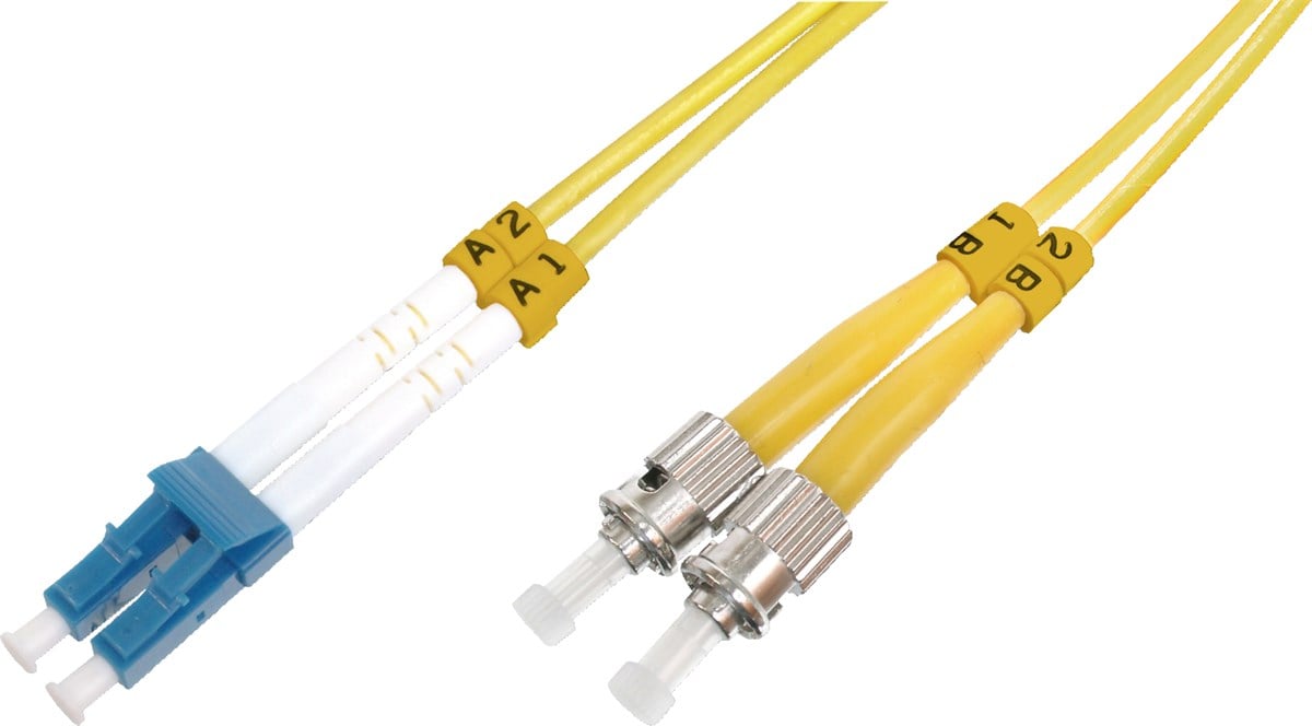 Beek LC-ST Fiber Optik Patch Kablo, 9/125 µ, Singlemode, 3.0mm, Duplex, OS2, LSZH, 1 metre