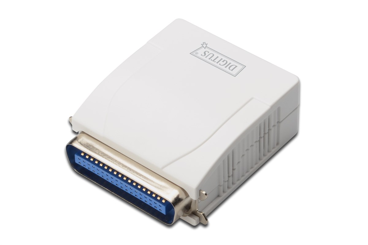 Digitus 1 port Fast Ethernet Print Server, 1 x DB-36-pin erkek centronics, 1 x RJ45<br>
Digitus Parallel Print Server, 1-Port 1x RJ45, 1x DB-36-pin male Centronics