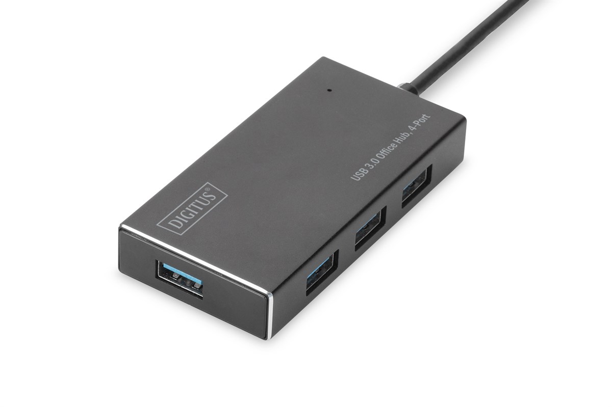 Digitus 4 Port USB 3.0 Hub, 5V/2A güç adaptörü dahil, alüminyum