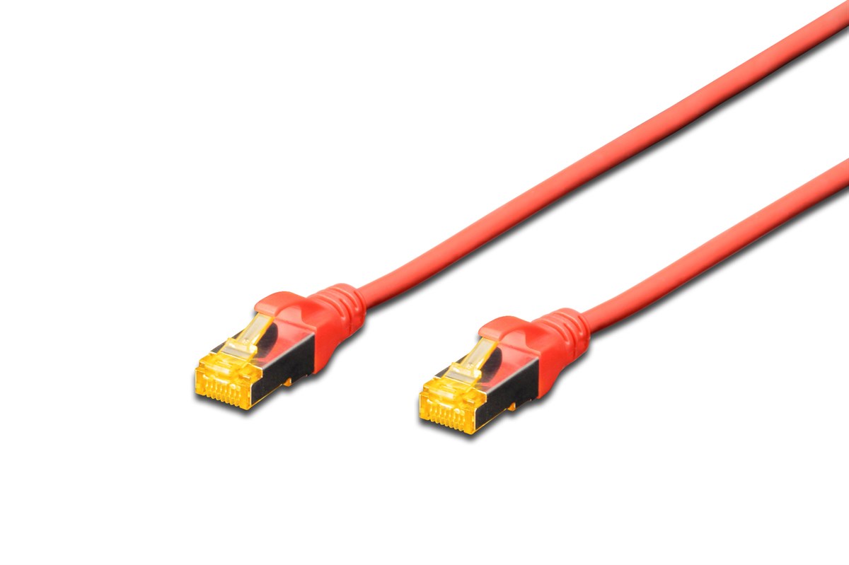 Digitus CAT 6A S-FTP Patch Kablosu, Halogenfree, Cu, AWG 26/7, 0.25 metre , kırmızı renk