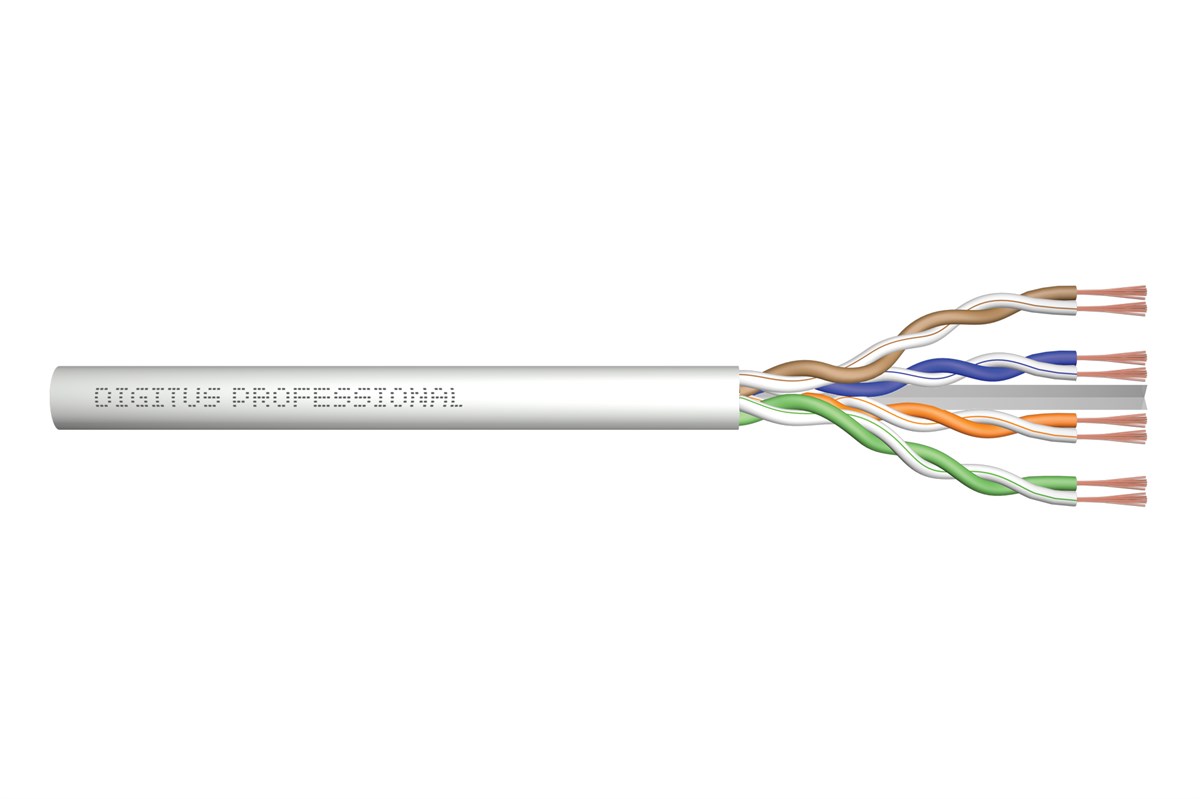 Digitus Category 6A (Cat. 6A) U-UTP Çok Telli Patch Kablosu<br>
305 metrelik rulo<br>
Zırhsız (Unshielded)<br>
AWG 26/7<br>
500 MHz<br>
LSZH<br>
Gri renk<br>
ISO/IEC 11801, EN 50173, EN 50288-11-2