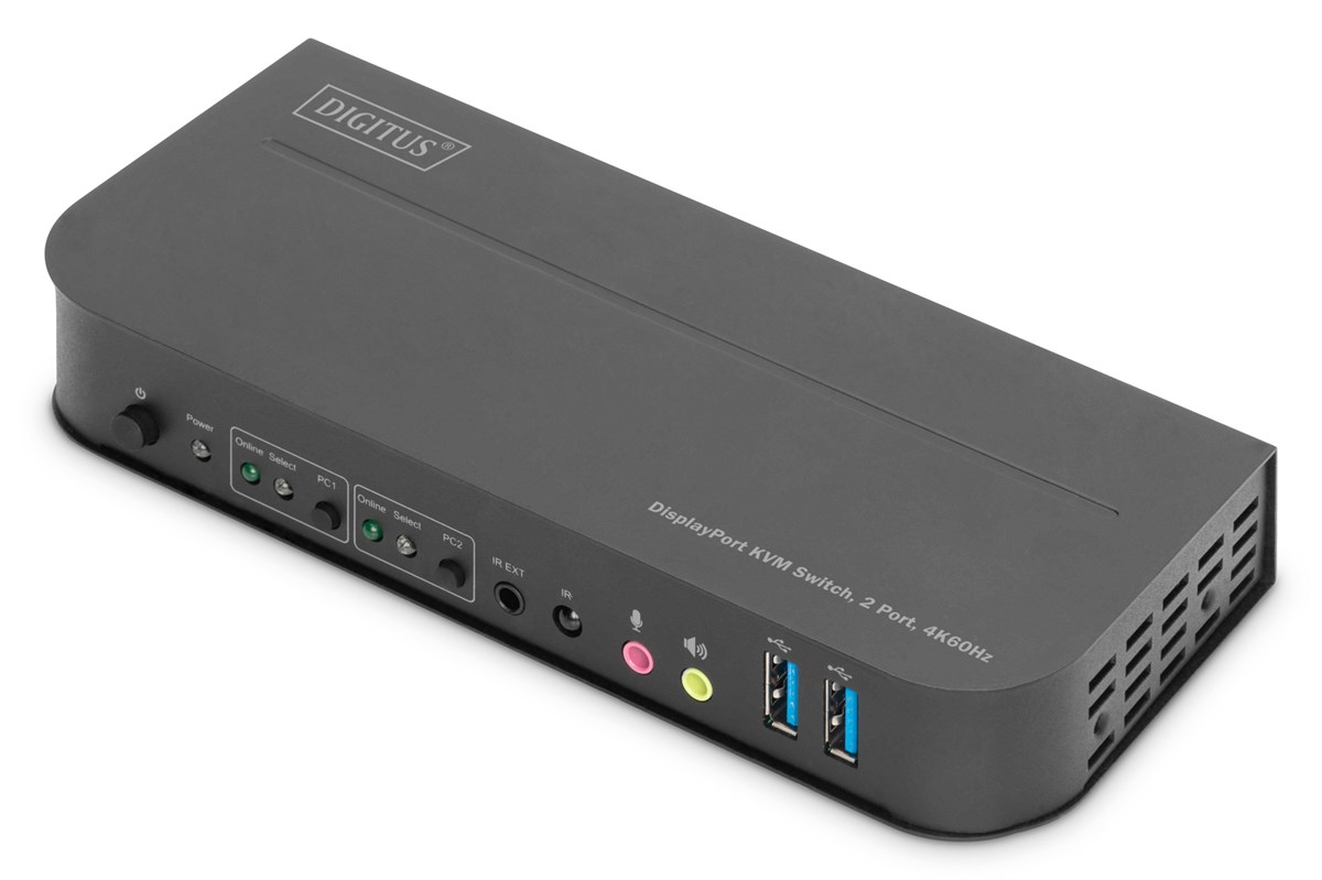 Digitus 2 Port USB 3.0 DisplayPort KVM Switch, 4K60Hz, KVM (Keyboard/Video Monitor/Mouse) Periferi (Çevre Cihazlarla (USB) Bağlantı Kurabilir) Switch, KVM bağlantı kablosu ürün beraberinde gelmektedir<br>
Digitus 2 Port USB 3.0 DisplayPort KVM Switc