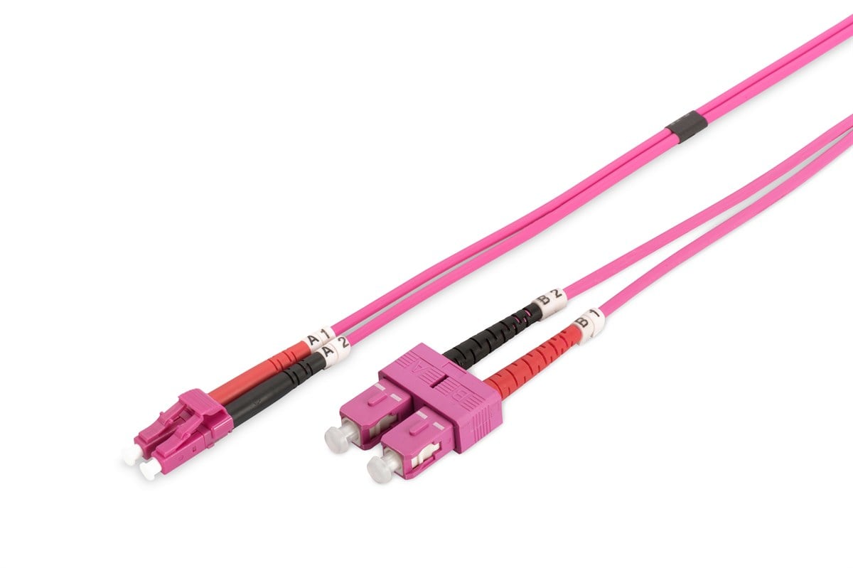 Digitus LC-SC Fiber Optik Patch Cord, Duplex, Multimode, OM4, 50/125 µ, 3 metre