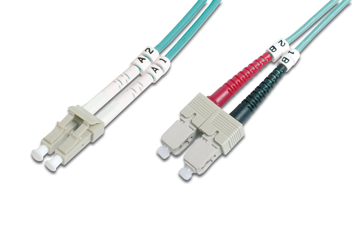 Digitus LC-SC Fiber Optik Patch Kablo, 1 metre, Multimode, Duplex, 50/125, OM3