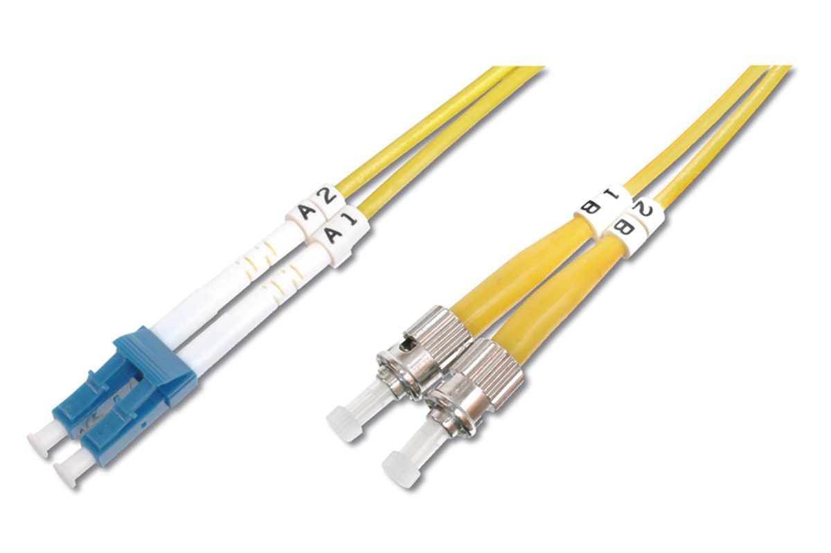 Digitus LC-ST Fiber Optik Patch Kablo, 2 metre, Singlemode, Duplex, 9/125