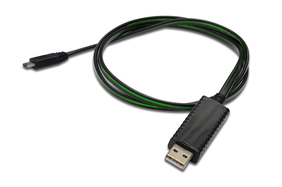 Digitus Senkronizasyon ve Şarj için FLUX CONNECT Işıklı Kablo, USB A, erkek <-> Micro USB B, erkek, 0.90 metre, AWG28, siyah renk, mobil cihazlar için ideal