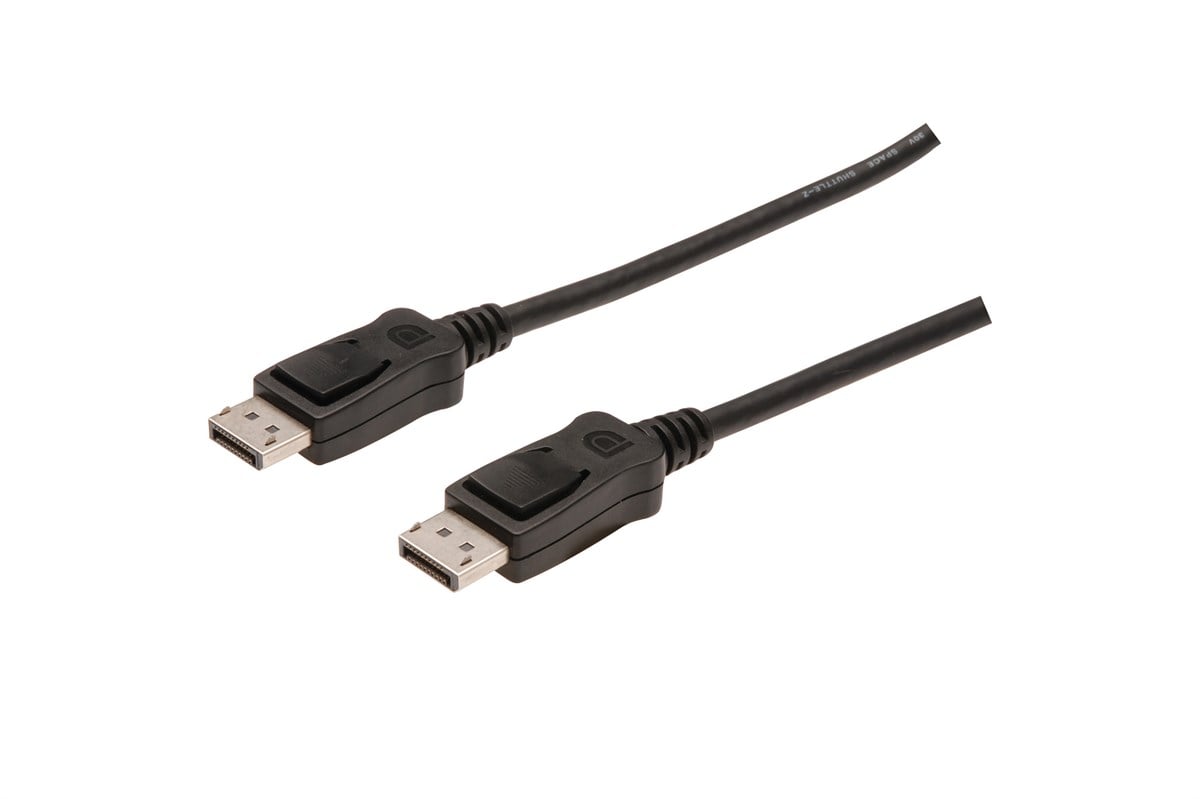 Digitus DisplayPort bağlantı kablosu, DP erkek <-> DP erkek, 5 metre, kilit mekanizmalı, Full HD 1080p, siyah renk<br>
Digitus DisplayPort Connection Cable, Type DP M/M, 5.0m, w/interlock,Ultra HD 1080P, DP 1.1, black
