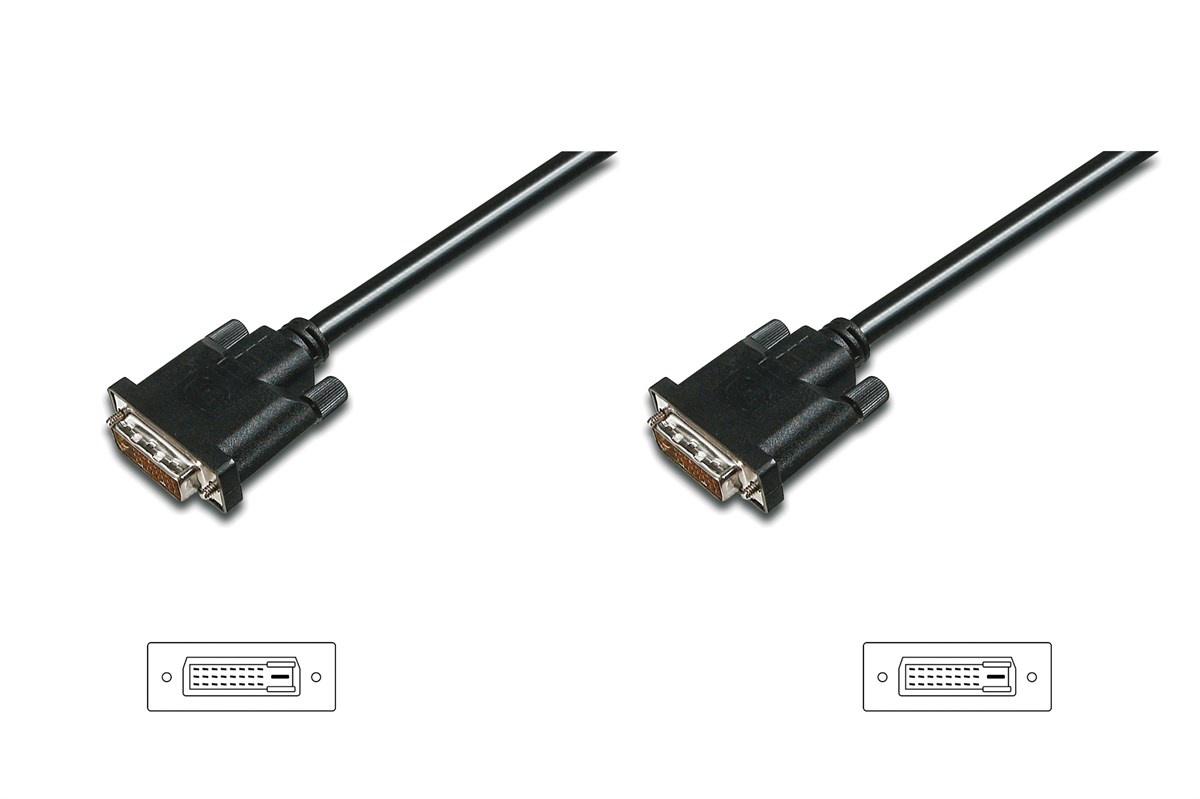 Digitus DVI Bağlantı Kablosu, DVI-D (24+1) Erkek <==> DVI-D (24+1) Erkek, 2 metre, UL, siyah renk