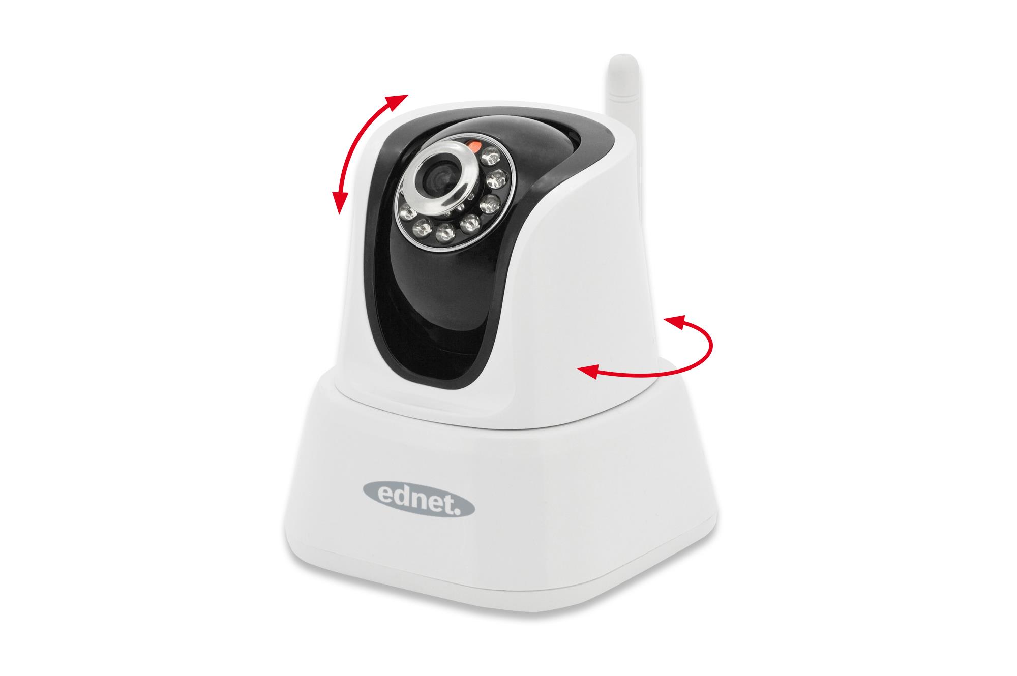 ednet MOVE Gece & Gündüz İç Mekan IP Kamera, Wireless 11n, Hareketli Kafa, Infrared özellik, 640 x 480 Piksel