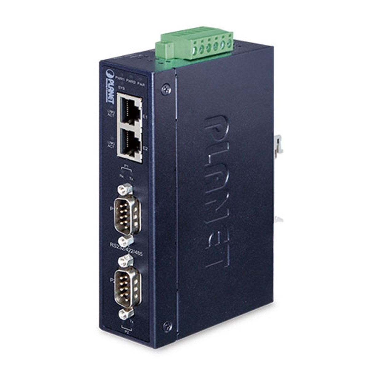Endüstriyel 2-port RS232/RS422/RS485 Serial Device Server (Industrial 2-Port RS232/RS422/RS485 Serial Device Server)<br>
2KV sinyal izolasyon özelliğine sahip<br>
IP30, -40~75 Derece C