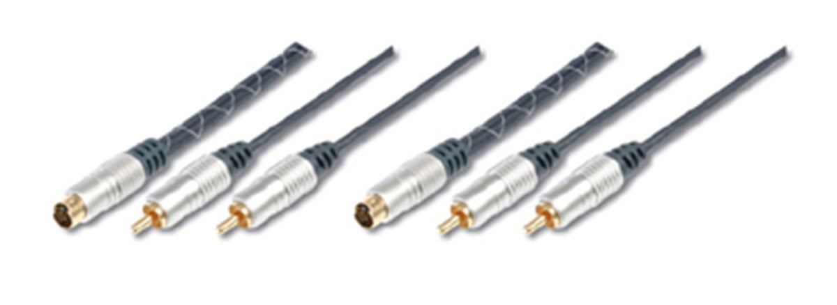 Ev Sinema Sistemleri İçin Yüksek Kalite Audio Kablosu, 4 pin S-VHS Erkek, 2 x RCA (cinch) Erkek <=> 4 pin S-VHS Erkek, 2 x RCA (cinch) Erkek, Ferrite Filtreli, 1.50 metre