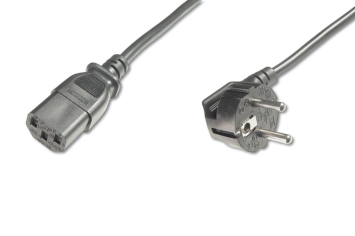 Digitus Güç Kablosu, C13 dişi - CEE 7/7 (Tip-F) erkek 90 derece, 2.5 metre, H05VV-F3G 1.0qmm, siyah renk<br>
Digitus Power Cord, CEE 7/7 (Typ-F) 90ø angled - C13 M/F, 2.5m, H05VV-F3G 1.0qmm, black