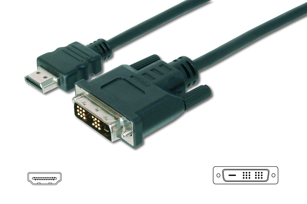 HDMI <-> DVI-D Adaptörü, HDMI Tip A Erkek - DVI-D (18+1) Erkek, 3 metre, HDMI 1.3, UL, siyah renk
