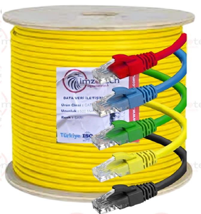 İMZATECH CAT-6  (U/UTP) 23 AWG  NETWORK KABLOSU  500'LÜK SARI  imzatech 