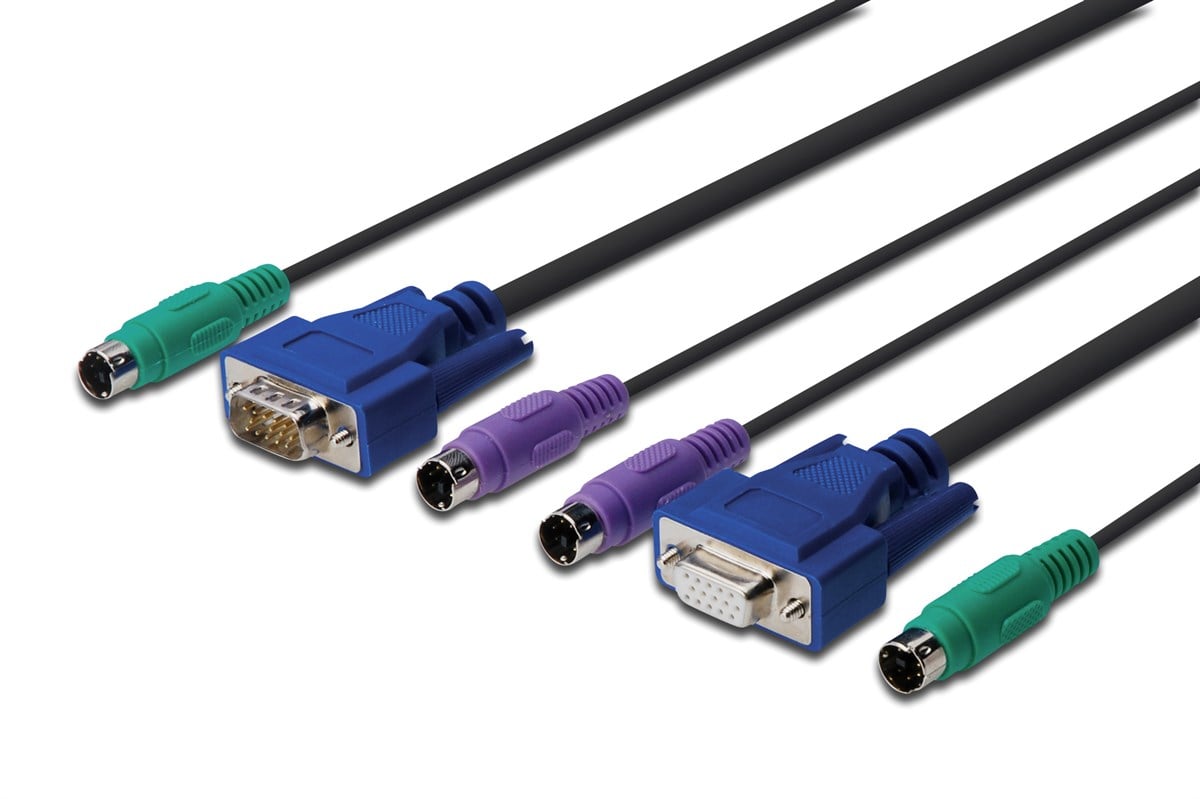 KVM (Keyboard/Video Monitor/Mouse) İçin Ahtapot Kablo, 3 metre, siyah renk, 1 x VGA dişi, 1 VGA erkek, 2 x PS/2 Klavye erkek, 2 x PS/2 Mouse erkek