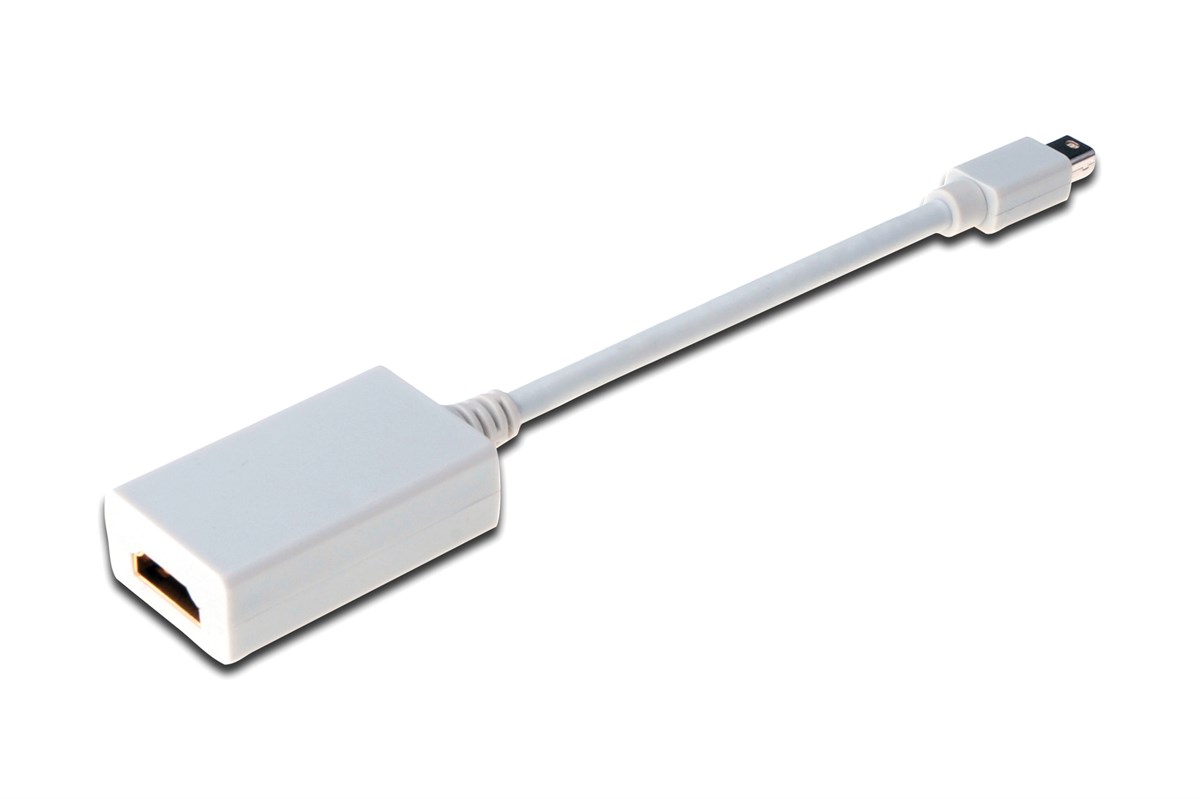DIGITUS DisplayPort Adapter / Converter, Type mini-DP - HDMI A M/F, 0.15m, DP 1.1a compatible, wh