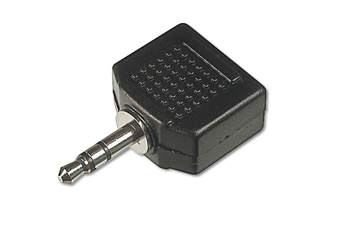 Stereo Ses Adaptörü, 1 x 3.5mm erkek yuva - 2 x 3.5mm dişi yuva, plastik, siyah renk