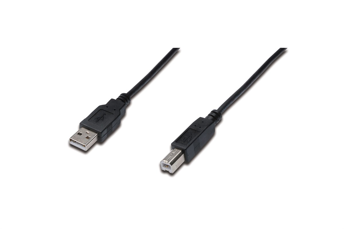 Digitus USB bağlantı kablosu, A - B tipi St/St, 1,8 m, USB 2.0 için uygun, siyah renk