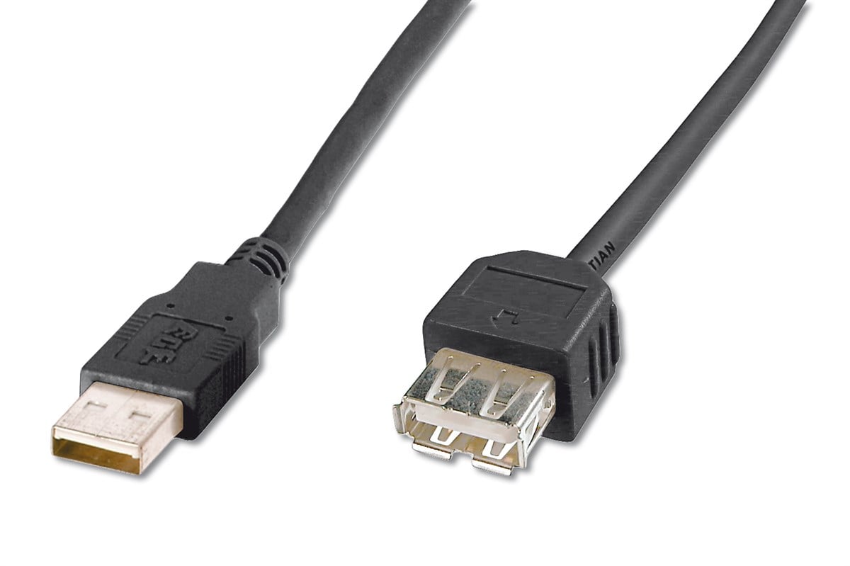 Digitus USB 2.0 uzatma kablosu, A tipi St/Bu, 3 m, USB 2.0 için uygun, siyah renk