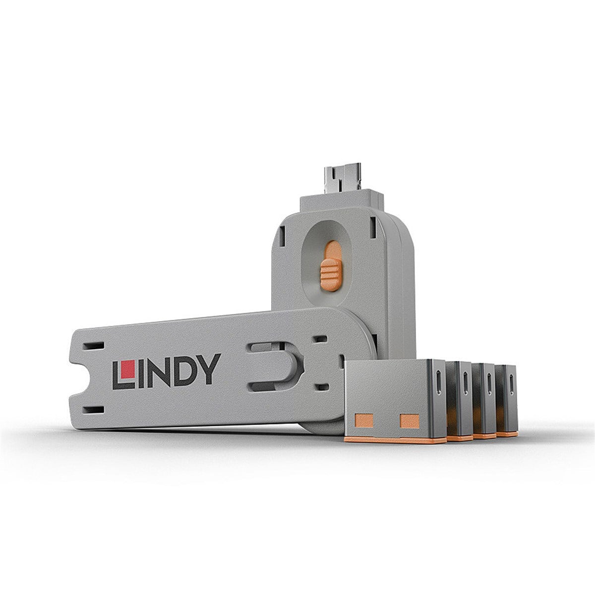 USB A Tip 4 adet Port Kilidi ve 1 adet Anahtar, Turuncu Renk<br>
USB Type A Port Blocker Key - Pack of 4 Blockers, Orange