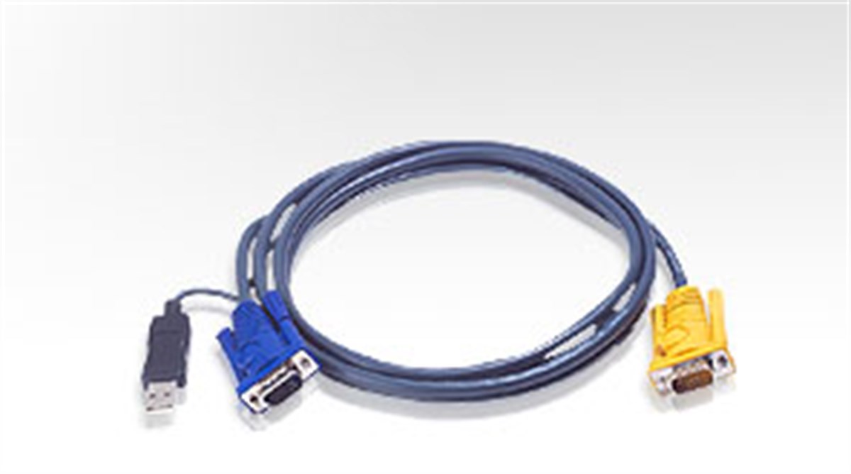 USB KVM (Keyboard/Video Monitor/Mouse) Switch İçin Kablo, 6 metre, 1 x SPHD-15 Erkek <-> 1 x Monitör 15 pin HDB erkek, 1 x Klavye ve Mouse USB A erkek