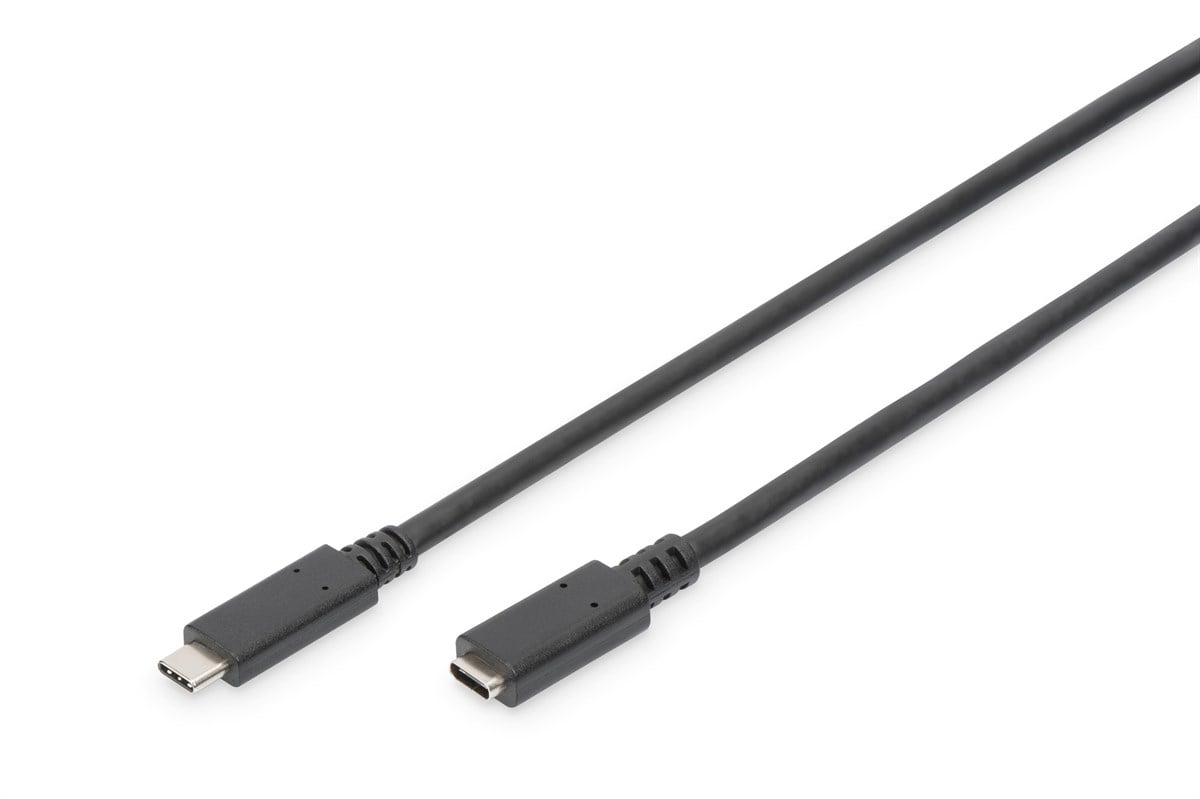 USB Tip C™ Uzatma Kablosu, Tip C Erkek <-> Tip C Dişi, 2 metre, 3A, 480MB, 2.0 Versiyon, CE, siyah renk
