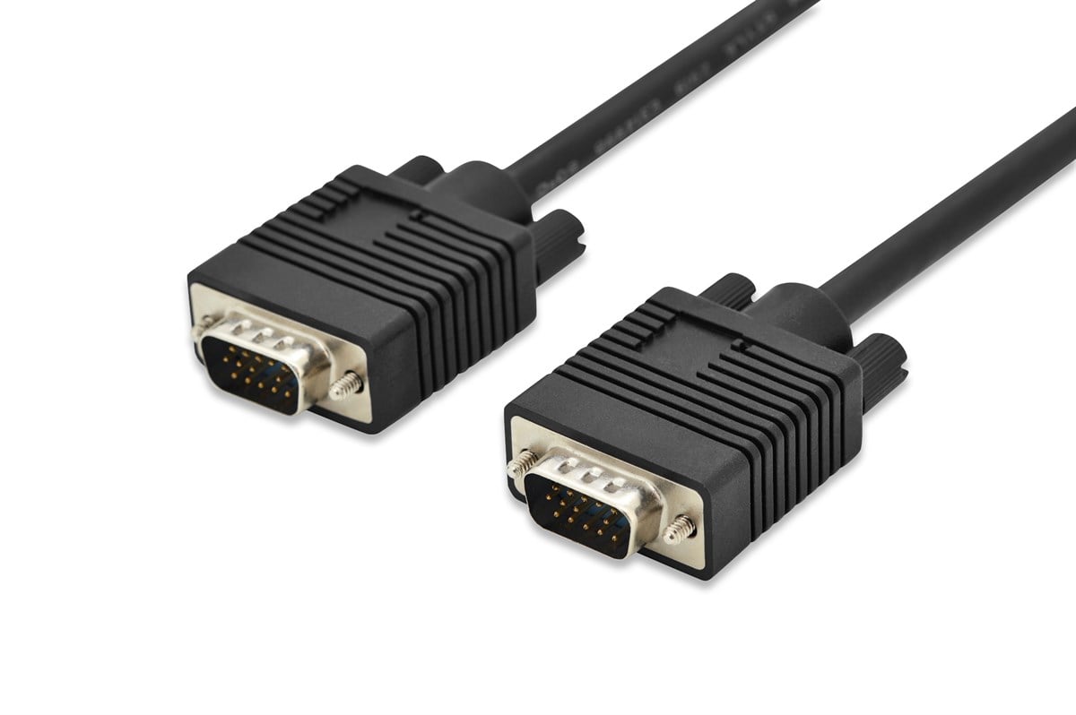 VGA Monitör Kablosu, DSUB 15 erkek <=> DSUB 15 erkek, 3 metre, CU, 3Coax/7C, AWG 28, 2x ferrite filtreli, UL, siyah renk
