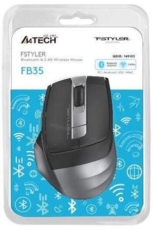 A4 TECH FB35 GRİ BLUETOOTH+ 2.4G NANO 2000DPI KABLOSUZ MOUSE