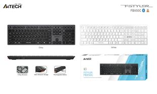 A4 Tech FBX50C Bluetooth Q şarjlı gri klavye