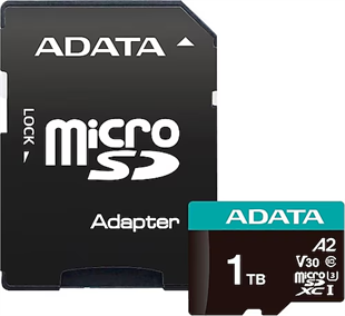 ADATA 1TB Premier Pro AUSDX1TUI3V30SA2-RA1 U3 V30 A2 100-85MB/s + Adaptör microSDXC Hafıza Kartı