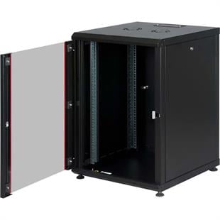 AGER 16U 600x800mm Dikili Tip Siyah Kabinet Agena AG-AN16U6080S1 Cam Kapak