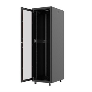 AGER 26U 600x800mm Dikili Tip Siyah Kabinet Agena AG-VB26U6080S1 Cam Kapak