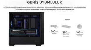 ASUS A21 PLUS Gaming Powersız Siyah ARGB Fan Mid Tower ATX Kasa