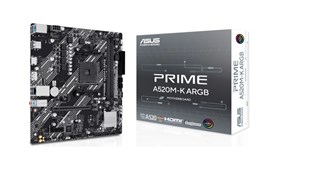ASUS PRIME A520M-K ARGB A520 DDR4 (Vga Yok) GLan mATX HDMI DP USB3 AURA AM4 AMD Anakart