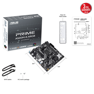ASUS PRIME A520M-K ARGB DDR4 HDMI-DP PCIE 4.0 AM4 mATX