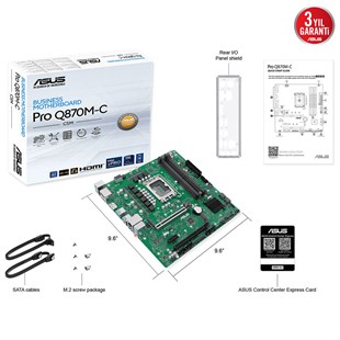 ASUS PRO Q870M-C-CSM DDR5 HDMI-DP TYPEC PCIE 5.0 1851p mATX vPRO Destekli Kurumsal Anakart /  90MB1KEP-M0EAYC