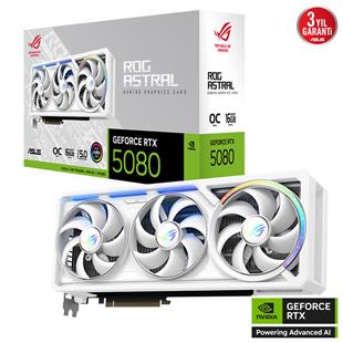 ASUS ROG-ASTRAL-RTX5080-O16G-WHITE RTX5080 16GB GDDR7 256bit 2xHDMI 3xDP RGB DLSS4 EKRAN KARTI
