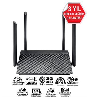 ASUS RT-AC1200 Wıfı5 AC1200 Gigabit Dual Band Router