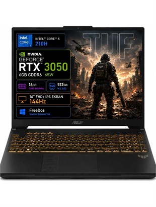 ASUS TUF Gaming F16 FX607VJB-RL037 Core 5 210H 16GB 512GB SSD 6gb RTX3050 16