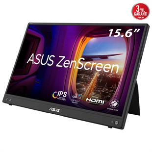 ASUS ZenScreen MB16AHV 15.6 IPS 1920x1080 5ms 60Hz 250cd USB-C 3YIL MAT EKRAN, USB-C to A ADAPTOR, DÜŞÜK MAVİ IŞIK, ANTIBAKTERİYAL KAPLAMA  TAŞINABİLİR USB MONITOR