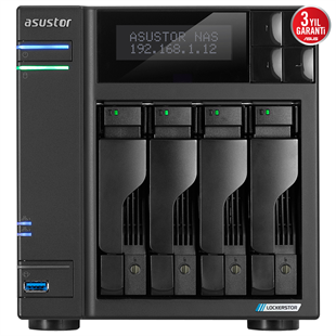 ASUSTOR 4diskli Celeron QC- 4GB RAM-2-2.5GbE Nas Server AS6704T