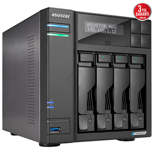 ASUSTOR 4diskli Celeron QC- 4GB RAM-2-2.5GbE Nas Server AS6704T