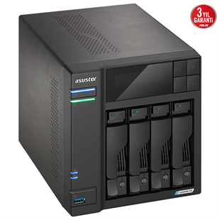 ASUSTOR 4diskli Celeron QC- 4GB RAM-2-2.5GbE Nas Server AS6704T