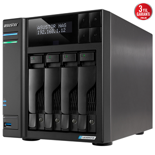 ASUSTOR 4diskli Celeron QC- 4GB RAM-2-2.5GbE Nas Server AS6704T