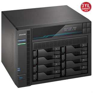 ASUSTOR 8diskli Atom QC-16GB RAM-2-10Gbe Nas Server AS6508T (44385)
