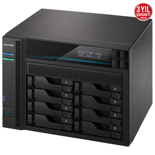 ASUSTOR 8diskli Atom QC-24GB RAM-2-10Gbe Nas Server AS6508T (44385)